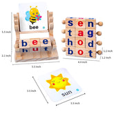 Merpin Wooden Spinning Spelling Game - reading blocks with flash cards